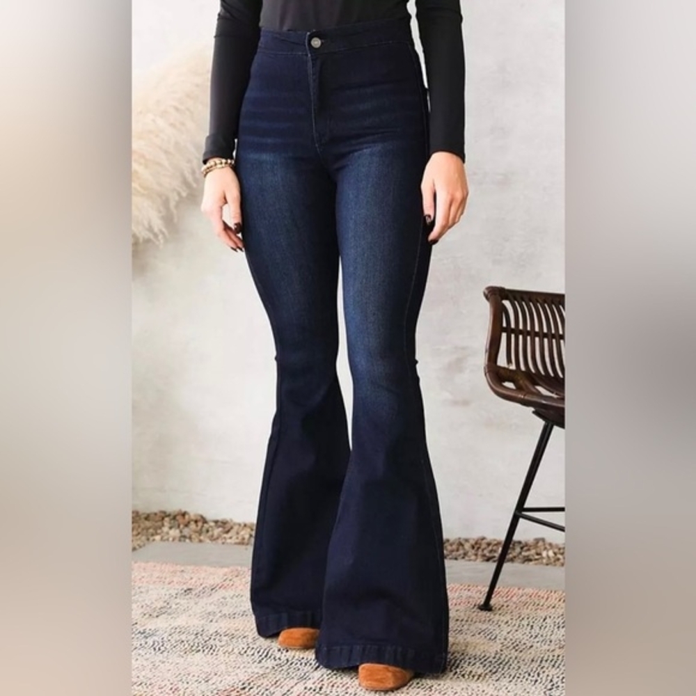Women's Dark Blue Flared Jeans